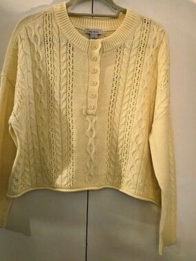 NWT Since Forever Yellow Cable Knit Henly Cardigan Sweater Size M